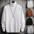 thumbnail image 6 of Mdesiwst Men Solid Color Sweater Men's Autumn Winter Turtleneck Sweater Slim Fit Solid Color Knitwear with Thickened Fleece Lining High Collar Men Sweater, 6 of 8