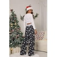 thumbnail image 4 of SOMER Christmas Pajama Pants for Women Snowflake Print Drawstring Waist Loose Wide Leg Casual Lounge Bottoms, 4 of 6