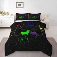 thumbnail image 1 of Erosebridal Young Gaming Game Bedding King Comforter Set, Graffiti Gamepad Pattern Down Comforter, Hippie Splash Bedroom Decor, Reversible 3 Pieces, 1 of 7