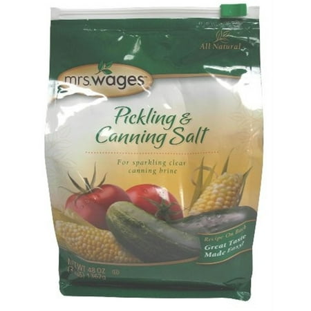 Mrs. Wages Canning and Pickling Salt 48 oz Bag, Bulk Canning Supplies for Homemade Pickles, Canning Accessories for Clear Brine