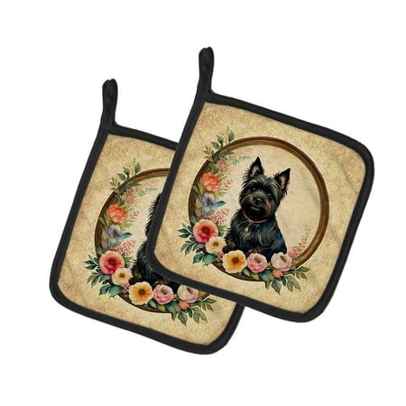 

Carolines Treasures 0.3 x 7.5 x 7.5 in. Cairn Terrier & Flowers Pot Holders Set of 2