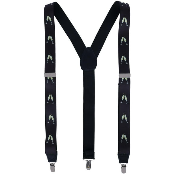 Ascentix Champagne Bottle Print Clip End Suspenders