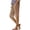 Khaki, variant on Women's Fashion Solid Color Loose-Fit Elastic Waist Cotton Linen Casual Bermuda Shorts with Side Pockets, Comfortable and Breathable for Summer Outfits,Army Green L