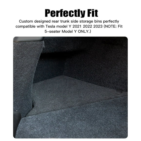 Car utility case,Interior Set Compatible Model Y Waterproof Rear Carpeted Lip 2021-2023 Tesla Lids Rear Compatible Tesla 5-seater Waterproof Side Box Car Utility Tesla Model Y 5-seater 2pcs