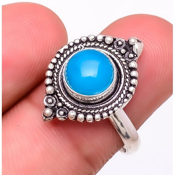 Chelcedony 925 Sterling Silver Jewelry Ring s.9 W3168, Gemstone Silver Jewelry, New Year Sale, Valentin's Day Gift