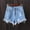 Light Blue, variant on Women's Button Down High Rise Frayed Raw Hem Stretchy Denim Shorts