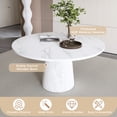 thumbnail image 6 of Miniyam 47.2'' Round Dining Table for 4, White Finish MDF Pedestal Kitchen Table, Modern Farmhouse Style, 6 of 7