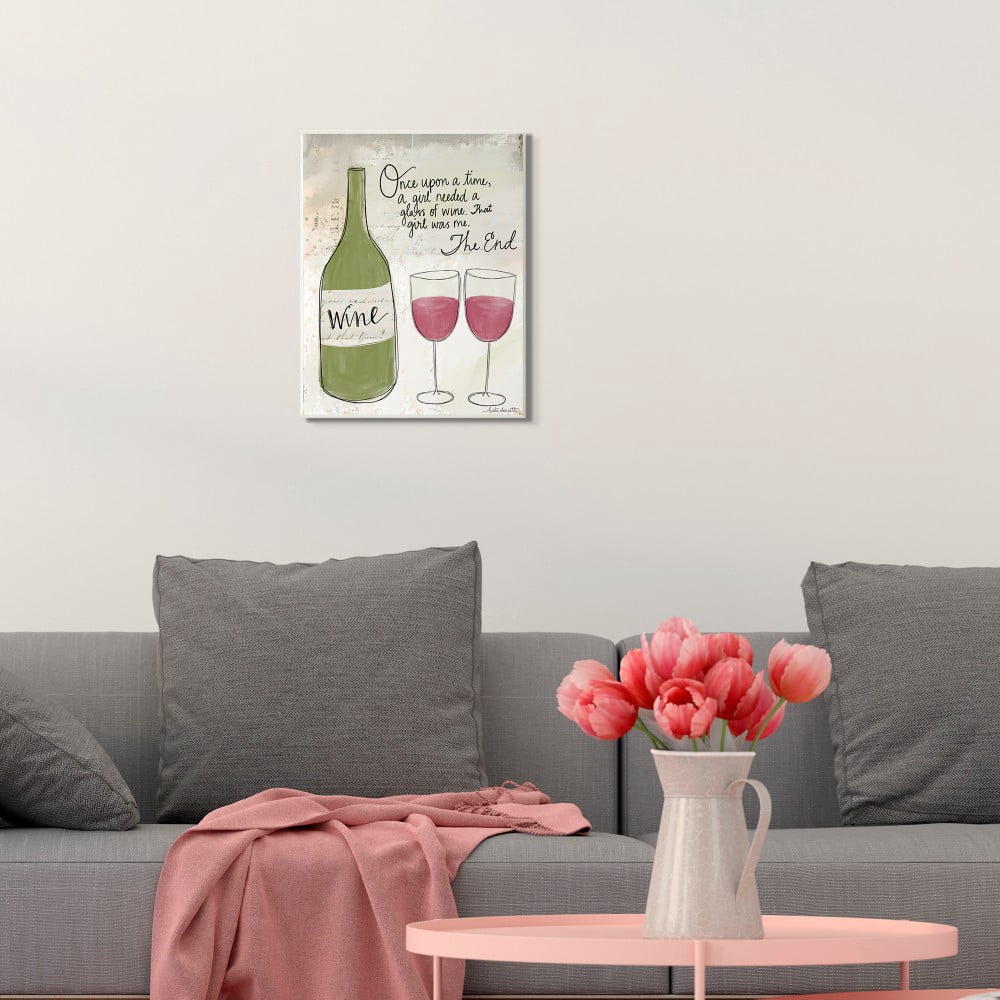 The Stupell Home Decor Once Upon a Wine Red Wine Glasses Story Typography