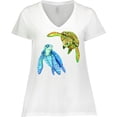 thumbnail image 3 of Inktastic Sea Turtles Swimming Together Women's Plus Size V-Neck T-Shirt, 3 of 5