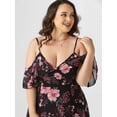 thumbnail image 6 of Plus Size Floral Printed Cold Shoulder High Low Dress Black 1X, 6 of 6