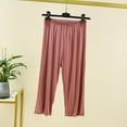 thumbnail image 2 of Lenpel Women's Capri Pajama Pants Plus Size Elastic High Waisted Soft Comfy Lounge Sleep Capris Cropped Pj Bottoms, 2 of 6