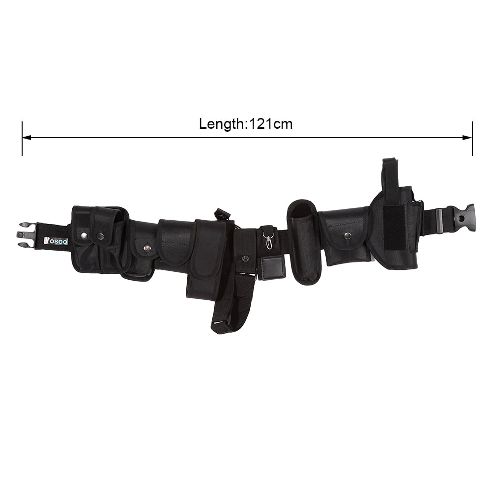 Black Tactical Nylon Policy Security Guard Duty Belt Utility Kit System w// Pouch