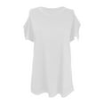 thumbnail image 4 of Mittory Womens Cold Shoulder Tops Short Sleeve Dressy Casual Shirts Summer Fashion O Neck Basic Tees, 4 of 6