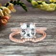 thumbnail image 2 of 2Pcs Wedding Ring Set 7mm Cushion Cut 2.30 Carat Aquamarine Engagement ring On 10k Rose gold Curved Wedding Band Personalized for Brides, 2 of 5
