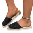 thumbnail image 5 of Samdudou Elevated Sandals for Women Open Toe Sparkly Glitter Wide Band Slingback Strap Classic Woven Espadrille Flatform Shoes Vacation Resort Wear, 5 of 9