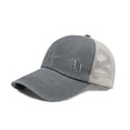 thumbnail image 3 of Womens Ponytail Baseball Cap Mesh Washed Vintage Cotton Trucker Dad Hat Adjustable Casual Sun Cap Light Gray A, 3 of 3