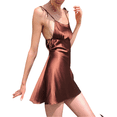 thumbnail image 3 of xiaxaixu Robe Mini Aguichant en Satin pour Femme, Dos Nu, Sans Manches, Courte, Robe d'Été, 3 of 6