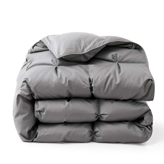 Puredown Premium 800 Fill Power 93% White Goose Down Heavyweight Comforter with 700 TC 100% Cotton Fabric, Light Grey, King