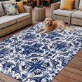thumbnail image 4 of 5' x 7' Outdoor Rug, Navy Blue Boho Outdoor Washable Rug Large Floor Carpet, Ehtnic Abstract Art Modern Geometric Non Shedding Area Rug for Outside Patio RV Porch Deck Balcony Camping Living Room, 4 of 9