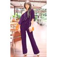thumbnail image 2 of KOH KOH Long Pant One Off Shoulder 3/4 Short Sleeve Sexy Wide Leg Casual Summer Fall One Piece Jumpsuit Pant Suit Romper Playsuit Tall Overall For Women Purple Small US 4-6 JSN003, 2 of 6