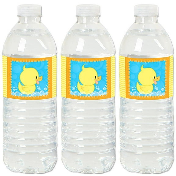Big Dot of Happiness Ducky Duck - Baby Shower or Birthday Party Water Bottle Sticker Labels - Set of 20
