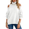 thumbnail image 2 of Wutalume Women's Relaxed Loose Long Sleeve Turtleneck Pullover Solid Color Knit Sweater, Cozy Winter Top, Soft Fabric for All Day Comfort,White S, 2 of 5