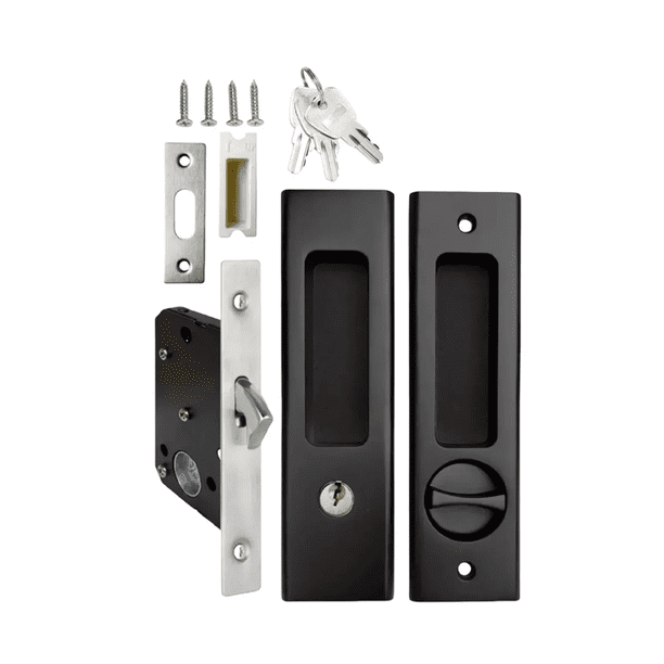 Juego De Manija Para Puerta Corrediza De Aluminio Y Aleación Malubero Negra