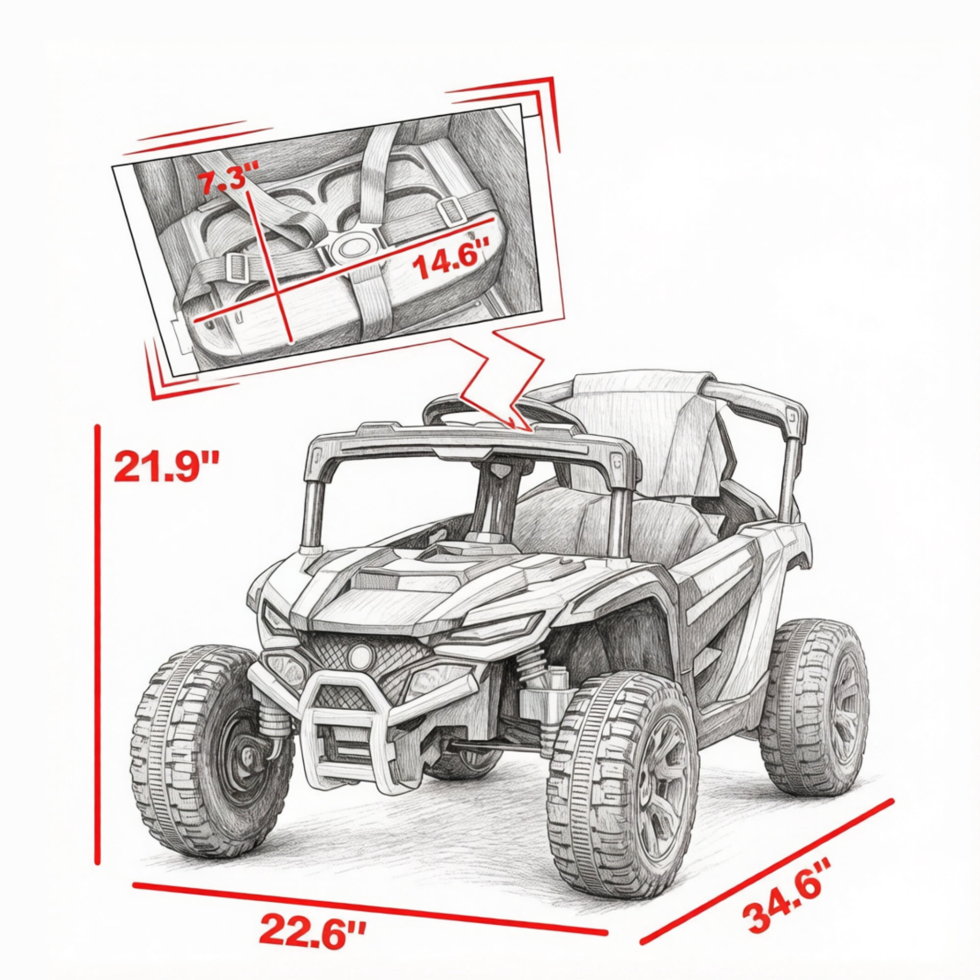 12V Electric Kids UTV Ride On Truck: Battery Powered with Rear Suspension, Parental Remote for Toddlers 3-5Y, White