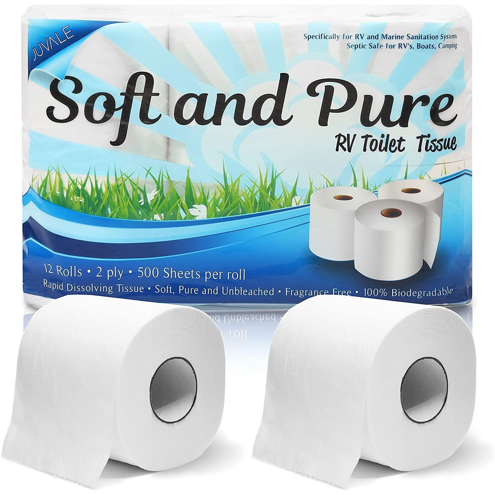 Toilet Paper Biodegradable Septic Safe Quick Dissolve Marine Camper RV 12 Rolls 