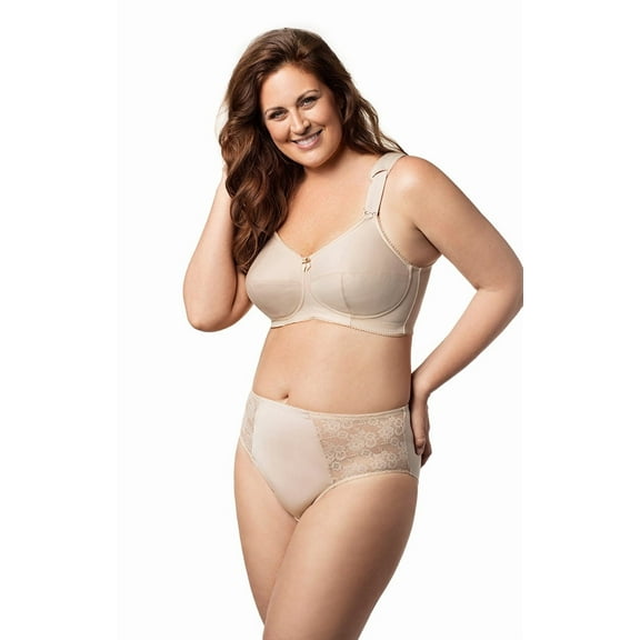Elila Women's Plus Size Simple Curves Softcup Bra, Full Coverage Wire-Free, Style 1505 Beige