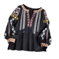 thumbnail image 1 of Blusa bordada para mujer Jersey cómodo Top bordado para mujer para verano Negro, 1 of 7