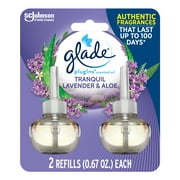 Glade PlugIns Refill 2 CT, Tranquil Lavender & Aloe, 1.34 FL. OZ. Total, Scented Oil Air Freshener Infused with Essential Oils