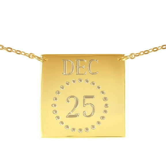 Personalized Calendar Necklace in Sterling Silver or 14K Gold Plated Sterling Silver