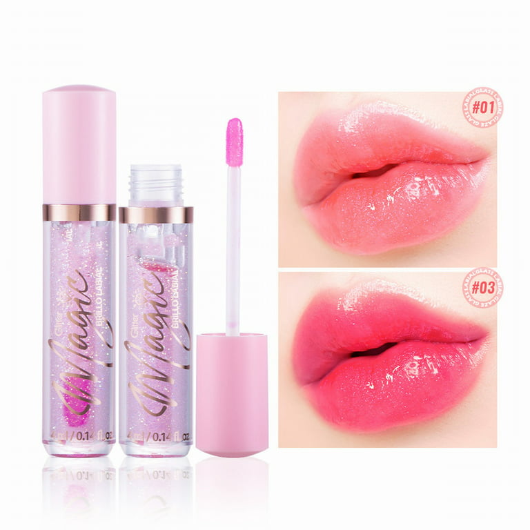 3PCS Clear Shiny Glitter Lip Gloss Set,Hydrating Moisturizing Tinted Lip  Balm,Shimmer Liquid Jelly Lipstick Glossy Finish Lip Plumping Lip Oil Gloss