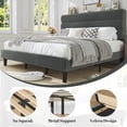 thumbnail image 4 of Bolvdo King Bed Frame with Velvet Upholstered Headboard, Metal Support, No Box Spring Needed, Noise Free, Easy Assembly, 4 of 8