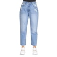 thumbnail image 1 of Jeans Mom Fit Tiro Alto Rasgado Para Mujer Moda Casual Juvenil Stone 110107 azul 5 INCÃGNITA 110107, 1 of 5