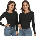 thumbnail image 6 of COOPLUS Womens Bodysuit Crew Neck Long Sleeve Bodysuit Tops Skin Friendly, 6 of 6
