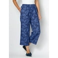 thumbnail image 6 of Woman Within Women's  Plus Size Elastic-Waist Cotton Capri Pants - 44 W, Medium Stonewash Shadow Floral Blue, 6 of 6