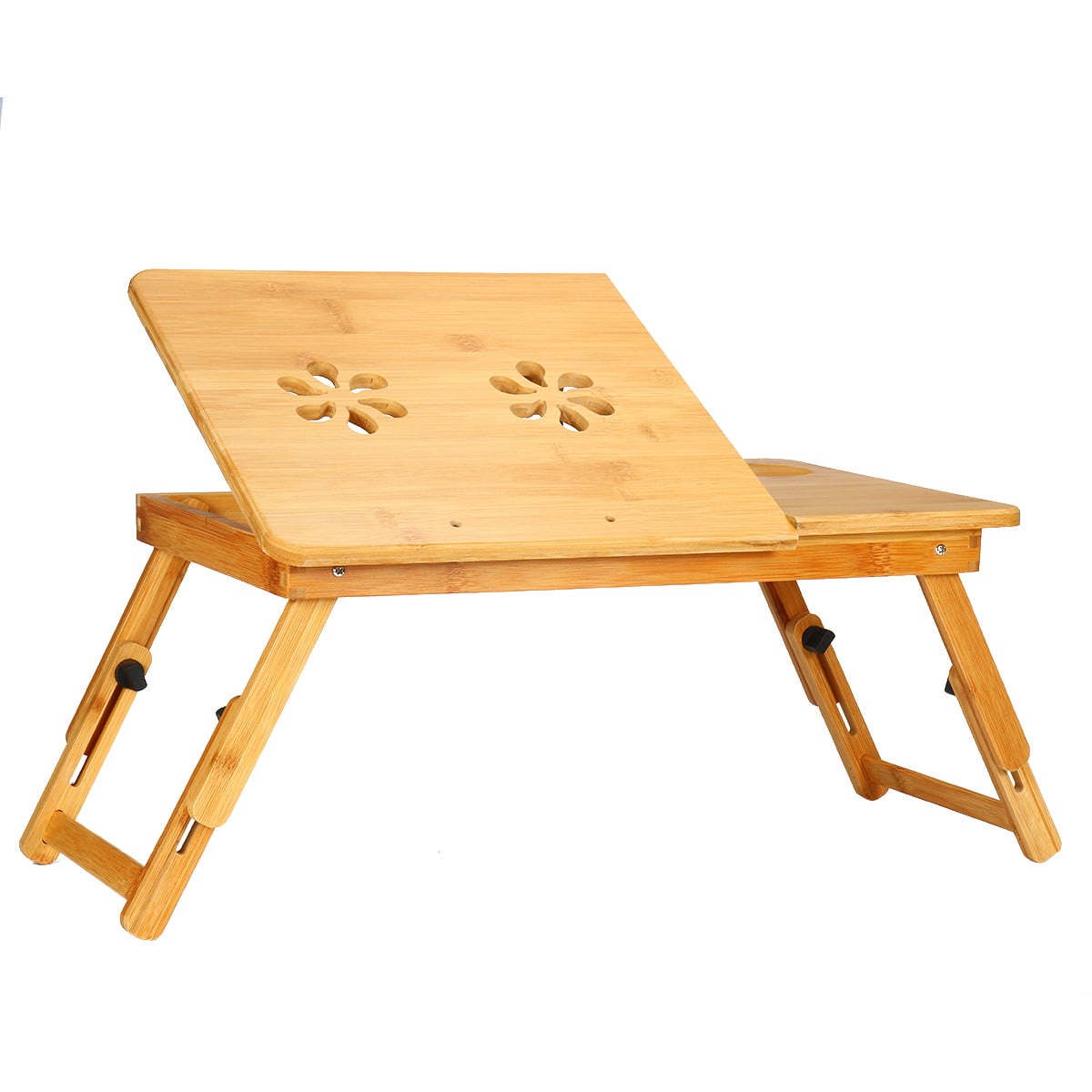 E2B™ Bamboo Laptop Adjustable Folding Radiating Table 5 Level Bed Tray with Drawer 55 x 35 x 29 cm