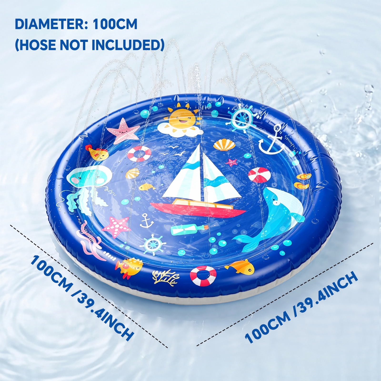 Pet Water Mat, 39.37" Summer Cool Water Sensory Play Mat, Thickened Inflatable Cooling Waterbed, Anti-Scratch Leak Proof Pad for Cats Dogs, Blue