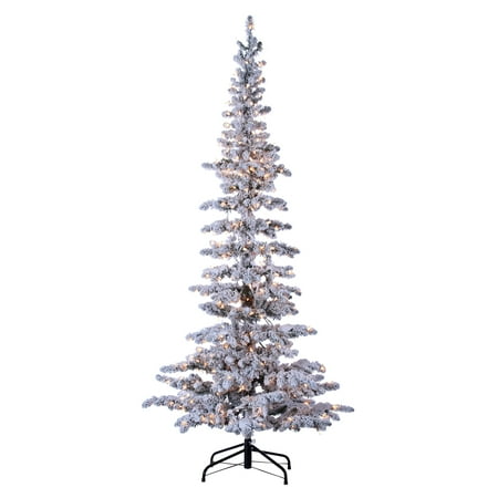 Austin Four Light - Sterling 7.5ft. Pre-Lit Flocked Narrow Austin Pine with 400 Clear Lights