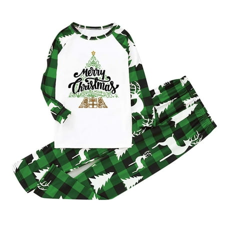 

TUWABEII Kid s Christmas Pajamas Parent-child Warm Set Printed Home Wear Top+pants Two-piece Set