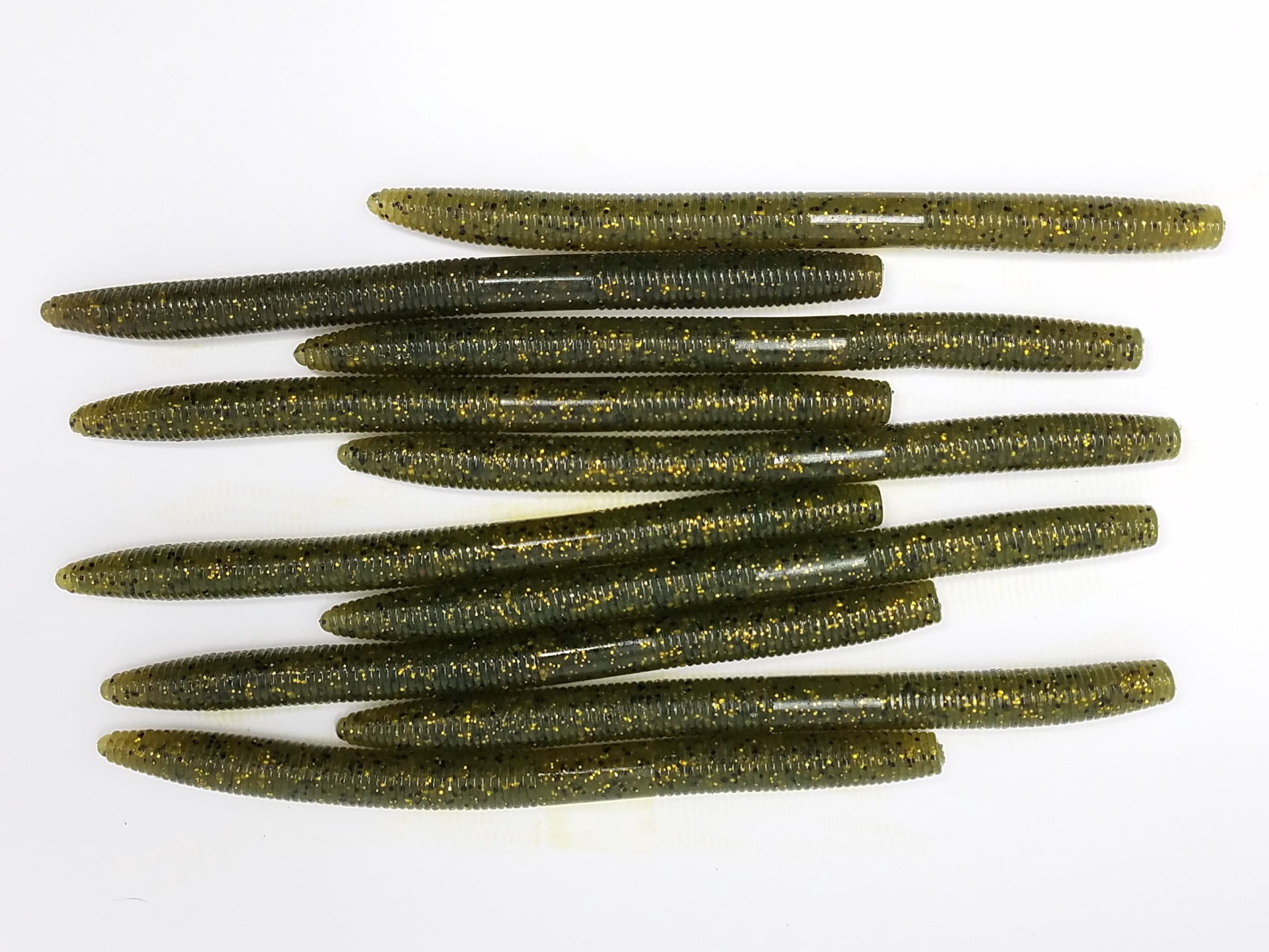 Kalin's Freshwater 5" Waco Worm Soft Plastics Fishing Bait, Green Pumpkin, Lake River 10pk