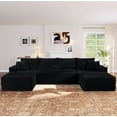 thumbnail image 2 of Muumblus 133" Modular Sectional Sofa with 2 Chaise Lounge, U-Shaped Oversized Boneless Cloud Couch, Black Corduroy Sleeper Sofa for Living Room, 2 of 12