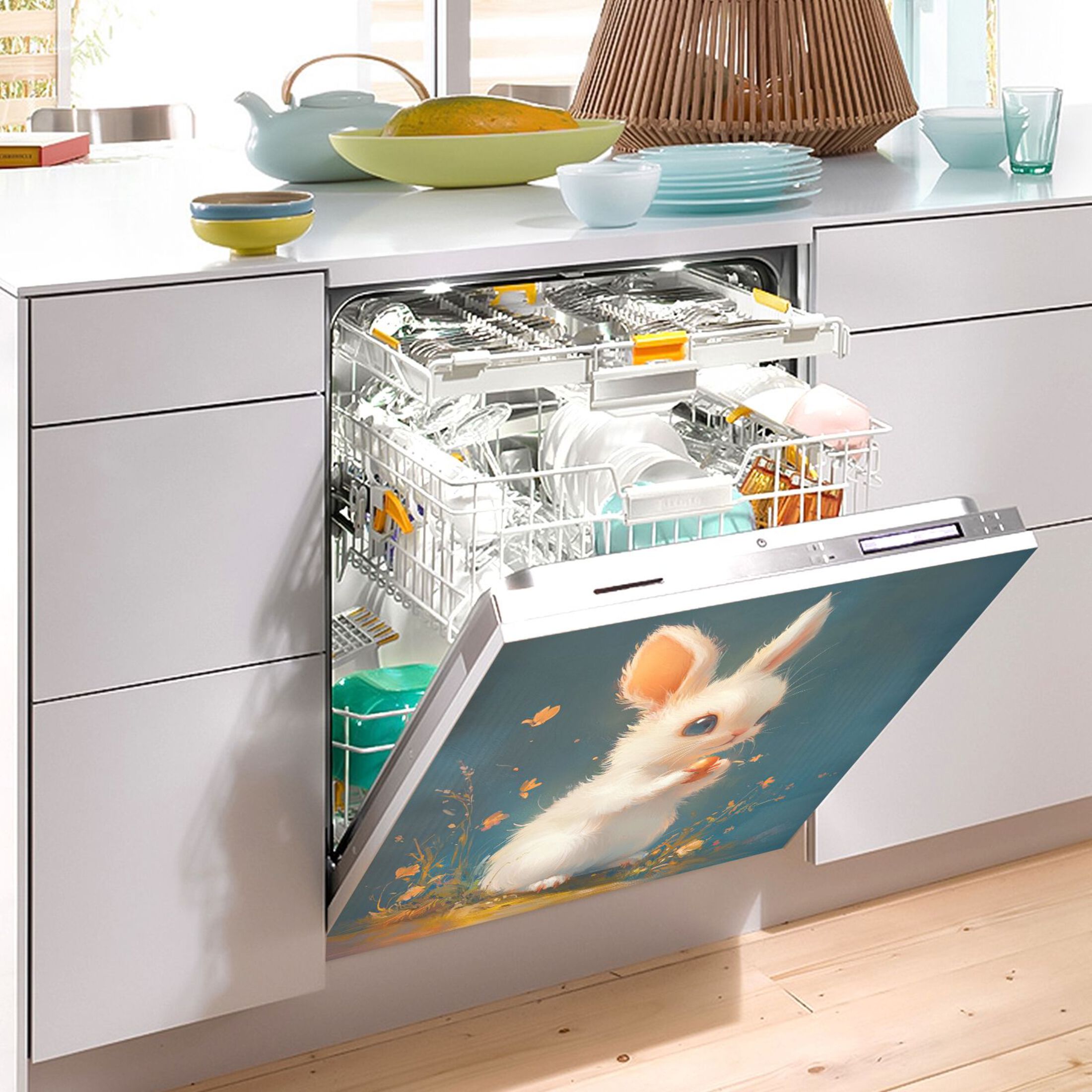 Dishwasher Magnetic Sticker 23x26 Inch Refrigerator Magnetic Sticker Washing Machine Magnetic Sticker Kitchen Panel Magnetic Sticker Home Decor Super Beautiful Rabbit