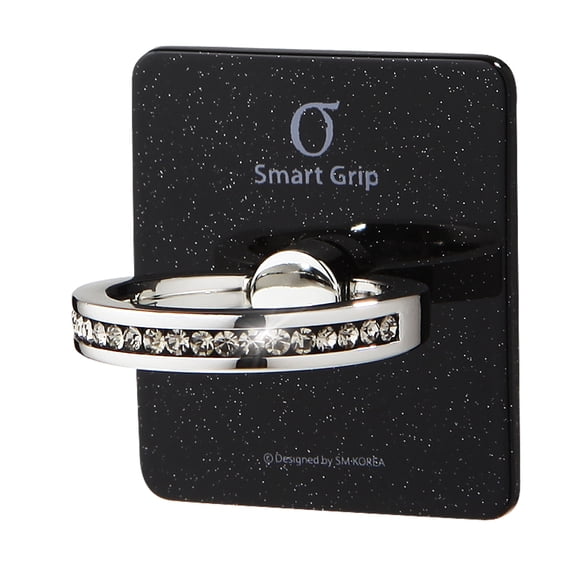 Cell Phone Finger Ring Holder & Grip with Luxury Oktant Crystal with Luxury Oktant Crystal Universal Kickstand with 360° Rotation and 180° Flip (Pearl Black)