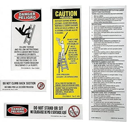 (10 Pack) Werner 300 LB Fiberglass Step Ladder Replacement Label Kit