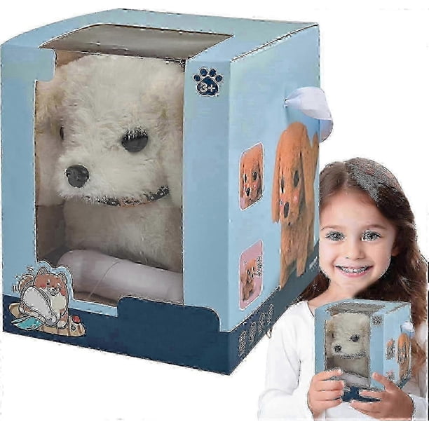 My Realistic Robot Puppy, Mini Interactive Plush Toy Pet Kids Cute Soft Robot Dog Can Walk And Bark-yvan