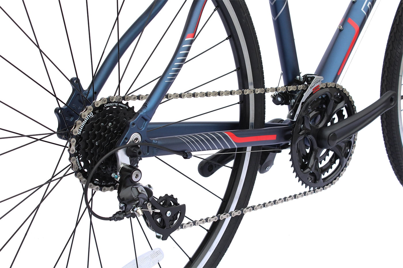 Wonder Wheels 8 Speed Bicycle, Hybrid Mountain Bike, Front Derailleur Shimano Tourney Fd-Ty510 Rear Derailleur Shimano Altus - Gray