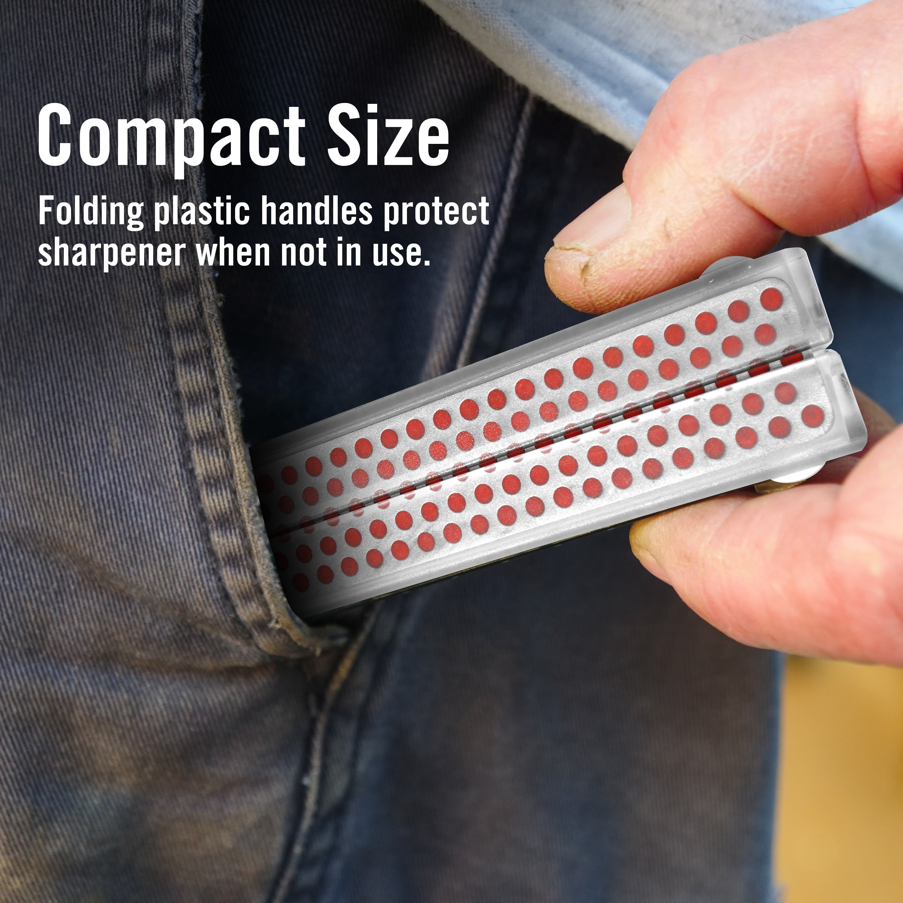 DMT Diafold Sharpener for Knives, Single-Sided Diamond Whetstone, Folding, Fine, Red